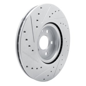 Volvo S90 Brake Rotor (1) - Front Right - R1 Concepts - Drilled & Slotted - Silver - `17-`25